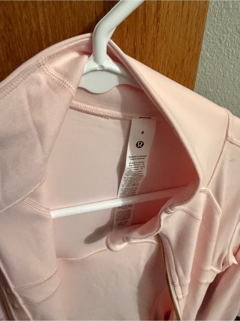 lululemon blush pink full-zip jacket